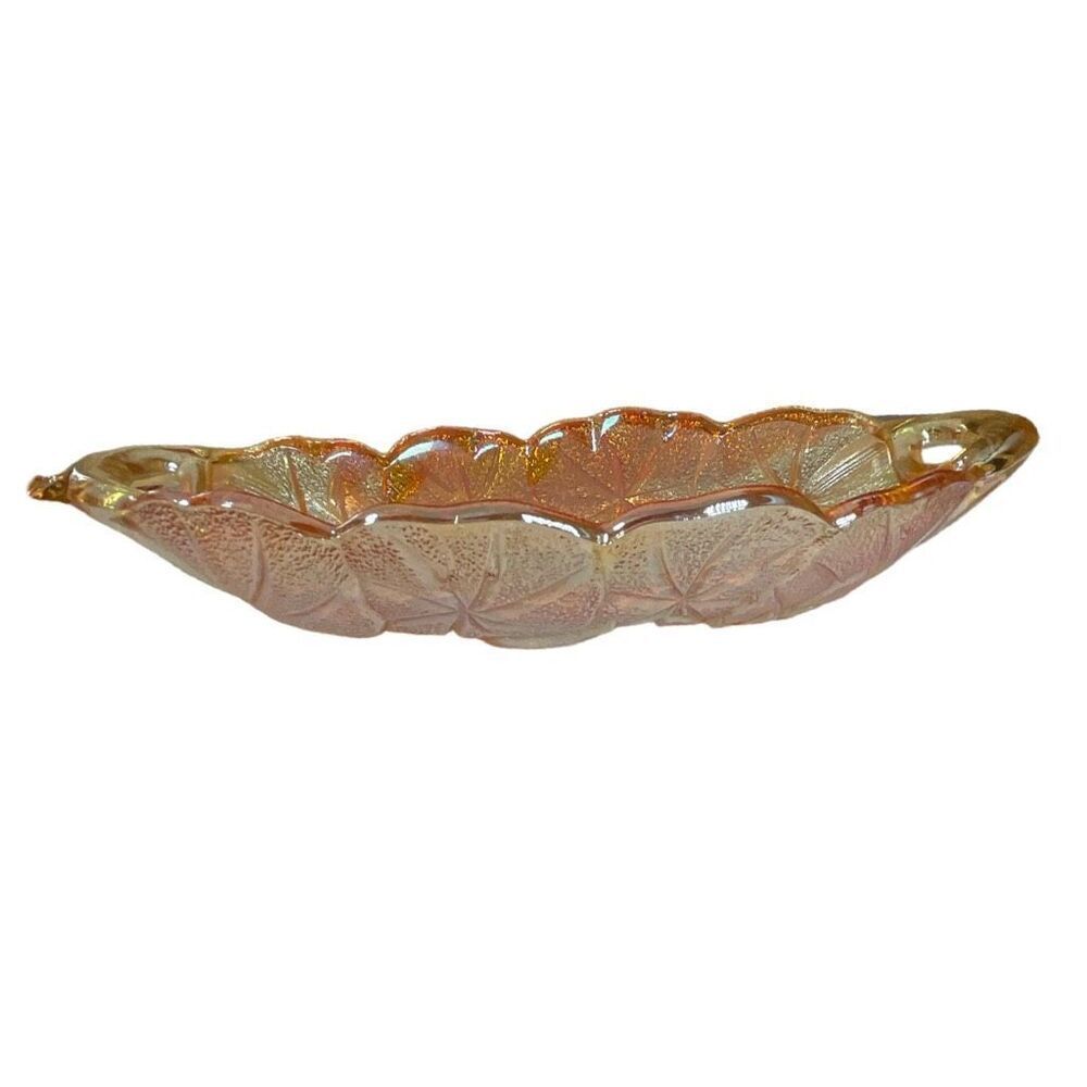 Vintage Carnival Indiana Glass Co. Marigold Lily Pons iridescent dish.